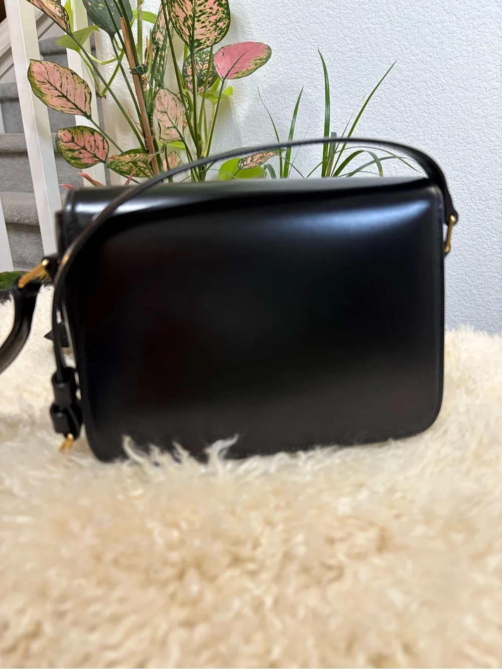 Celine Shiny Calfskin Teen Triomphe Black* Like New Condition